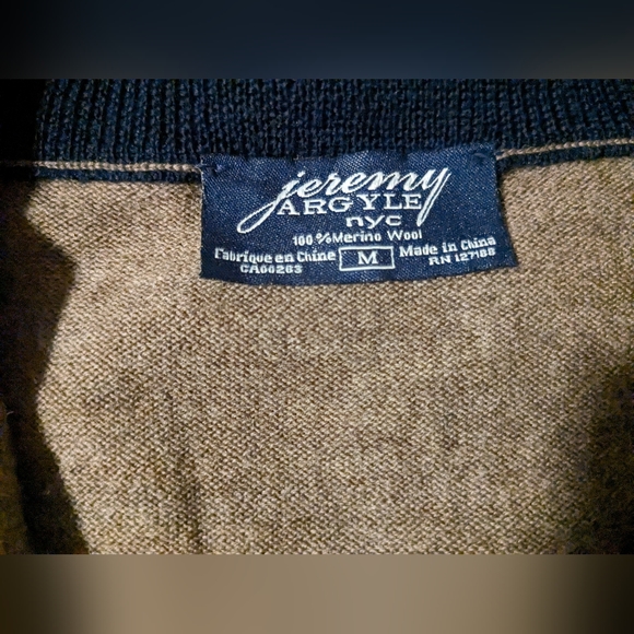 Full zip 100% Merino Wool Brown Sweater, Size M - Picture 4 of 4